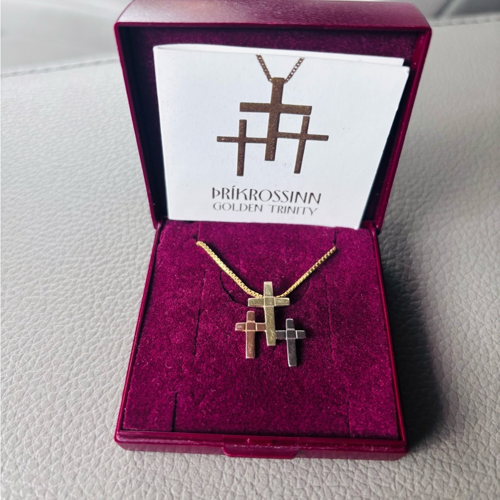 14 K Cross Golden Trinity Pendant.